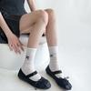Primavera y verano delgados transpirables verticales calcetines de tubo de viento de ballet miu calcetines blancos algodón para mujer estilo coreano lazo japonés