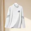 Camisa masculina de base em veludo dupla face para outono e inverno, roupa íntima térmica de veludo alemão dupla face com gola semi-alta, top camiseta de manga longa