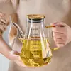Olla de aceite de vidrio de borosilicato alto para uso doméstico, botella transparente con forma de diamante para condimentos, utensilios de cocina, botella de salsa de soja y vinagre líquido, olla de aceite