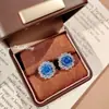 Anillo de Girasol Rojo Rosa de Alto Carbono, Colgante Milenio Azul Océano, Pendientes de Piedras Preciosas de Colores con Diamante Cortado, Montura Octagonal, Collar Rosa para Mujer