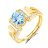 Anillo para Mujer Estilo Europeo y Americano Incrustado con Piedra de Cristal Natural Plata de Ley S925 Anillo Ajustable Joyería Popular para Mano Xiaohongshu