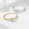 Anillo de Plata de Ley 925 Estilo Japonés Lujo Ligero Zircón Aguamarina para Mujer, Joyería de Anillo de Gama Alta Transfronteriza Europea y Americana Estilo Ins