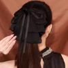 Pinza para Recogido Alto con Lazo Grande para Streamers Femenino 2024 Nuevos Accesorios para el Cabello Resaltando el Rostro Pinza Pequeña para la Parte Posterior de la Cabeza Tocado Negro
