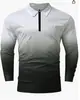 2023 Novo Outono Exportação Transfronteiriça Masculina Camisa Polo Casual com Zíper Manga Longa Cor Lisa Estampa 3D Camisa Paul