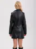 Chaqueta de Cuero Bordada Nueva 2025 con Cremallera Diagonal, Abrigo de Manga Larga para Primavera y Otoño, Chaqueta de Motociclista para Mujer Talla Europea, Moda Femenina Transfronteriza
