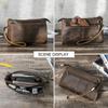 Nueva Bolsa de Almacenamiento para Teléfono Móvil con Correa de Muñeca, Cable de Datos, Piel de Vaca Crazy Horse Retro, Bolso de Múltiples Cadenas, Bolso de Almacenamiento Casual de Cuero