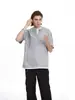 Verão 2025 Novo Americano Versátil Retrô Simples Falso Duas Peças Solto Manga Curta Camiseta Preto Moda