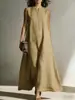 Estación Primavera/Verano 2026 Estación Independiente de Amazon Nuevo Vestido Casual Simple de Estilo Europeo y Americano para Mujer sin Mangas con Bolsillos