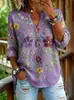 Amazon Transfronterizo Blusa de Mujer con Cuello en V Estampado Digital Floral 3D Moda Cuello Redondo Camisa Holgada Estilo Primavera Verano