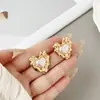 Pendientes de Corazón de Perla Retro Literarios Transfronterizos Europeos y Americanos Lujo Ligero Diseño de Nicho Exquisitos Simples de Gama Alta Dulces