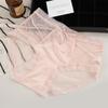 Sexy Pure Desire Lace Underwear Feminino Cor de Alta Qualidade Contraste Cetim Respirável Seda Amoreira Cruz Cintura Média Quadril Cuecas