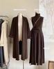 Conjunto Completo de Otoño e Invierno de Elegante, Perezoso y Suave Estilo Chaqueta Larga de Suéter, Traje de Falda, Conjunto de Tres Piezas de Cárdigan de Punto
