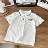 Polo infantil de manga curta com gola 2024 Verão para meninos tamanho médio e grande algodão macio stretch respirável top Camiseta