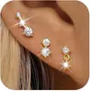 Set de Aretes Esmeralda de Lujo Ligero Chapado en Oro de 18K Aretes de Botón Incrustados con Pedrería Aretes de Clip para Mujer con Sensación de Alta Gama