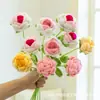 Buquê de flores rosas, flores artificiais, flores de crochê feitas à mão, flores de fio realistas, produto acabado, presente para o Dia dos Namorados e Dia dos Professores