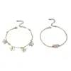 Joyería de Estilo Europeo y Americano, Tobillera Multicapa de Mariposa Estilo Playa Festiva, Set de Joyería para Pie Hueco de Diamantes de Alto Nivel de Ins