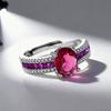 Tiktok en vivo joyería popular anillo de circonita de color cristal puntiagudo azul brillante temperamento moda femenina todo-fósforo anillo abierto