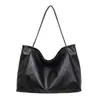 2026 Bolsa Tote Lisa Simples de Grande Capacidade Vintage Tendência Bolsa de Ombro com Pequena Necessaire para Ir ao Trabalho, Aula e Compras