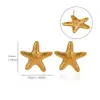 Brincos Cheinhos de Estrela do Mar para Mulheres, Moda Praia Oceano Cruzada Europeia e Americana Estilo Casual Brincos de Concha Estrela para Mulheres
