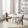 Mesa de Comedor Redonda Moderna Simple Placa de Roca Negra Estilo Francés Medio Nórdico Hogar Mesa de Comedor Silla Lujo Ligero Italiano Estilo Silencioso