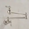 Grifo de Cocina de Cobre Monomando Frío Retro Plegable Giratorio para Exterior Jardín Grifo de Lavabo Antiguo de Pared