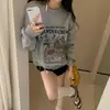 Em estoque Outono 2026 Novo Casual Coreano Design de Nicho Estampa Solta Versátil Moletom sem Capuz Top Feminino