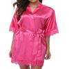 Camisón de seda artificial suave, cómodo y ajustado, popular en AliExpress, con cinturón y borde de encaje, talla grande, para mujer, gran oferta.