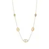 Collar transfronterizo de acero de titanio con nariz de cerdo y diamantes completos, colgante clásico de doble letra D de acero inoxidable bañado en oro de 18k, cadena de clavícula de moda