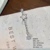 Pendientes Largos de Cadena de Acero de Titanio 316L con Circonita, Pendientes Dulces y Geniales de Estrella de Cinco Puntas Hueca, Tornillos para Hélice de Hueso de Oreja