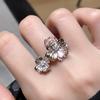 Anillo abierto micro incrustado de circonio superbrillante con diamantes completos, nicho de lujo ligero de alta gama, sensación de estilo frío ins, anillo para dedo de comida para mujer