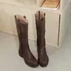 4,5cm Botas de Cavaleiro de Cano Alto da Moda Mais Vendidas Outono/Inverno 2026 Novas Botas Longas Over-the-Knee com Bico Redondo e Salto Grosso Botas Femininas