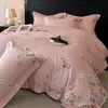 Juego de ropa de cama de cuatro piezas 100% algodón de fibra larga clase A, juego de cuatro piezas 100% algodón, funda de edredón, sábana plana, sábana bajera, artículos de dormitorio