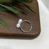 Nova Joia Anel Feminino Simples e Fofo de Água Doce com Laço Abertura Barroca Ajustável Luz Forte