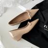 En stock Versión de Piel de Oveja ~ Elegante Zapato Mary Jane Elevado con Lazo Puntiagudo para Mujer, Boca Baja Slip-on, Zapatos Franceses