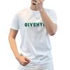 2025 Linda camiseta masculina de algodão mercerizado, corte slim, tendência, com letra, verão, gola redonda, luxo leve, manga curta, nova moda
