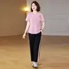 Traje Deportivo Casual para Mujer de Mediana Edad Verano Nuevo Estilo Madre 40-50 años Mujeres Camiseta de Verano Conjunto Casual de Dos Piezas