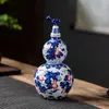 Botella de Vino de Porcelana Azul y Blanca con Forma de Calabaza de Cerámica de Jingdezhen, Jarra de Vino para el Hogar, Jarra de Vino Vacía, Recipiente Sellado para Vino, Vasija para Elaborar Vino