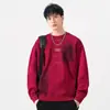 Ropa para Hombre Fengshe / Sudadera Holgada de Cuello Redondo para Hombre, Estilo Americano, Otoño/Invierno, Estampado Degradado Lavado, Top de Manga Larga con Etiqueta para Hombre