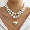 Collar de Cuentas Retro Hecho a Mano Transfronterizo, Gargantilla Punk de Perlas Redondas Atmosféricas, Cadena para Clavícula, Joyería Atmosférica