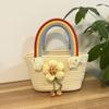 Bolso de mano de cuerda de algodón, bolso arcoíris, moderno, sencillo, fresco, dulce, para vacaciones, viajes, bolso tejido, regalo de acompañamiento.