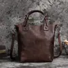 Bolsa Transversal Popular de Grande Capacidade para Transmissão ao Vivo Estilo Chinês Retrô Feita à Mão em Couro Genuíno Bolsa de Ombro Multifuncional