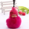 Llavero de Muñeca Durmiente Linda de Imitación de Piel de Conejo Rex Hecha por el Fabricante Colgante de Bola de Pelo para Bolso de Bebé Niña Durmiente Linda Regalo