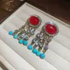 Pendientes de Flor Geométrica de Resina Azul Fresco con Aguja de Plata y Diamantes, Pendientes de Lujo Ligero de Gama Alta, Accesorios para Orejas de Moda y Versátiles