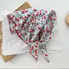 Pañuelo Cuadrado Floral Vintage Estilo Japonés Versátil Primavera y Verano Artístico Fresco Pequeño Pañuelo de Algodón Pañuelo Decorativo Delgado de Seda para Mujer