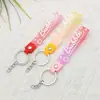 6030 # Color Degradado Caucho Suave Cordón de Cuero Llavero Accesorios Inglés Burbuja Versátil Moda Correa de Muñeca Lanyard Accesorios