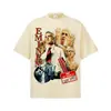 EMINEM Americano y Europeo Calle Retro Lavado Desgastado 300g Estampado de Copo de Nieve Cuello Pequeño Manga Corta Hombre