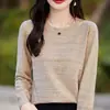 Nuevo suéter de punto liso de cuello redondo para otoño e invierno para mujer, holgado, simple, versátil, prenda básica, suave, elástico y cálido