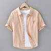 Camisa informal de algodón a rayas de verano para hombre, holgada, elegante, artística, juvenil, de manga corta, moderna para hombre