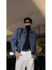 Chaqueta vaquera con cremallera vintage transfronteriza para hombre, nueva chaqueta de trabajo informal a la moda estilo americano para primavera y otoño, top elegante y genial