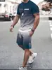 Terno de camiseta de manga curta da moda para verão masculino com estampa digital TEMUSHEIN3D transfronteiriço Amazon e calças de praia
